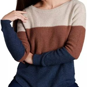 Kuhl Women's Colorblock Sweater - Cream, Brown, and Blue